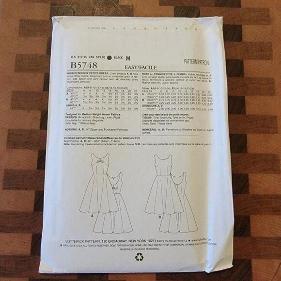 Butterick 5748 - Uncut - 1960 Vintage Reproduction - Sizes 6-14 - Picture 2 of 3